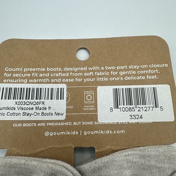 Goumi Kids Soft Stay-On Baby Boots Infant Booties Preemie Gray Bamboo Cotton NEW - Picture 6 of 6